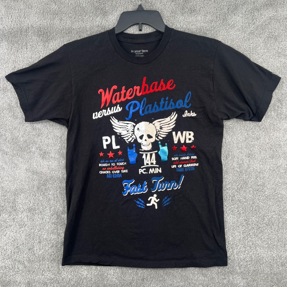 In Your Face Apparel Waterbase Versus Plastisol Inks Graphic‎ T-Shirt Mens L